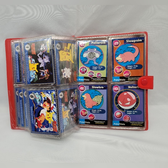 1999 Original Pokemon BurgerKing PokeTrivia Trading Cards + Pikachu Red Binder - Picture 10 of 11